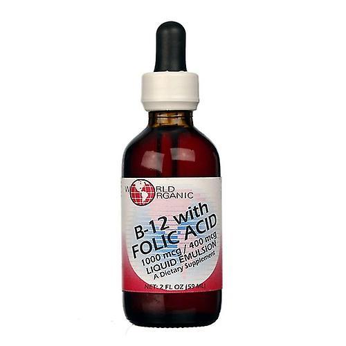 World Organics B-12 With Folic Acid Liquid, 400 mcg / 1000 mcg, 2 Oz (Pack of 1)