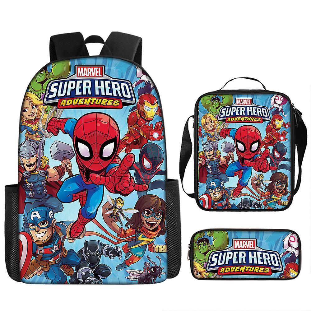 Jxlgv Spider-Man Backpack Three-Piece Set - Cartoon School Bag with Superman Style |Boys Backpack Featuring Spider-Man and BatmanJXLGV 15 three pie...