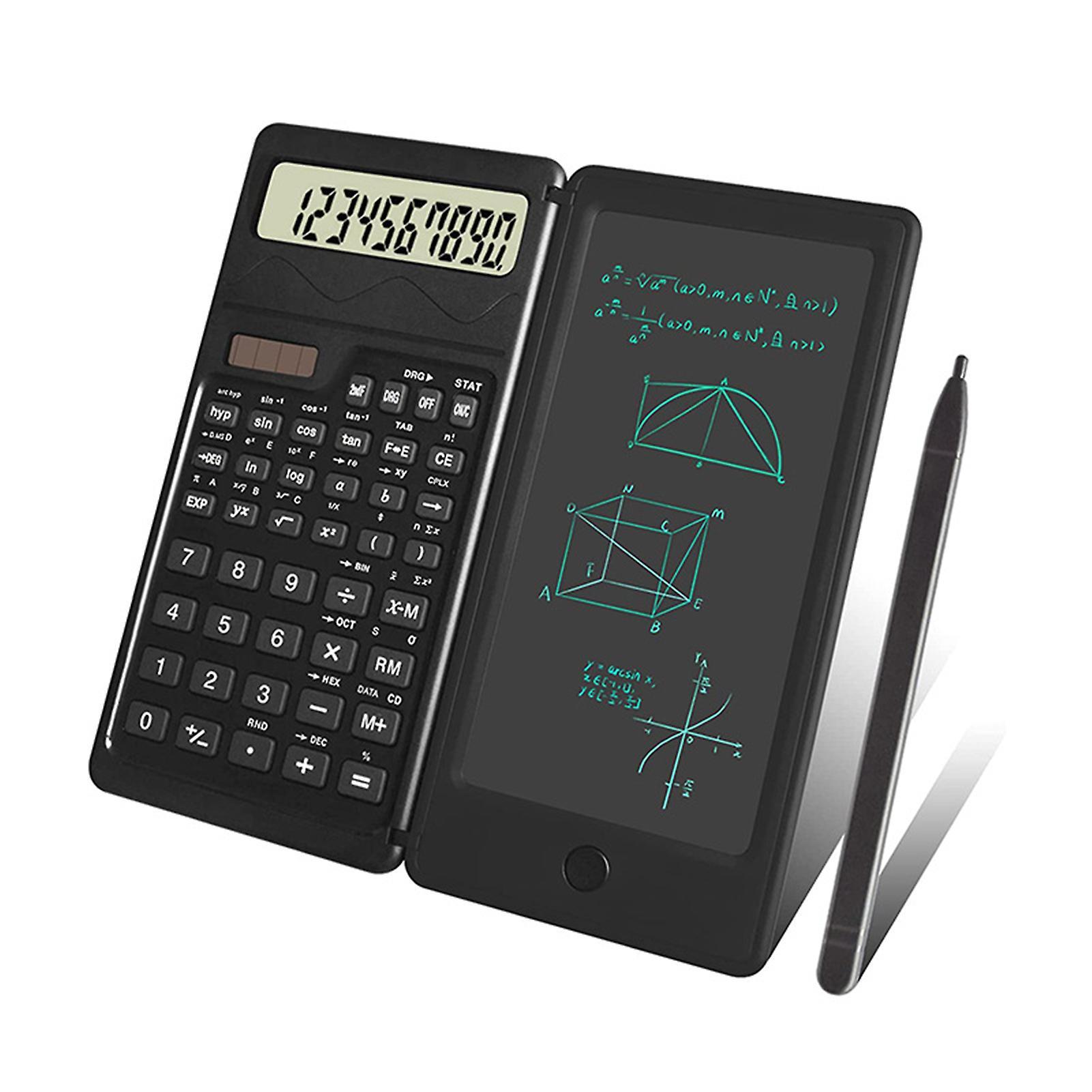 Hislaves Scientific Calculator with Writing Board Solar Battery Powered 10 Digits Standard Function LED Display Student Calculator A