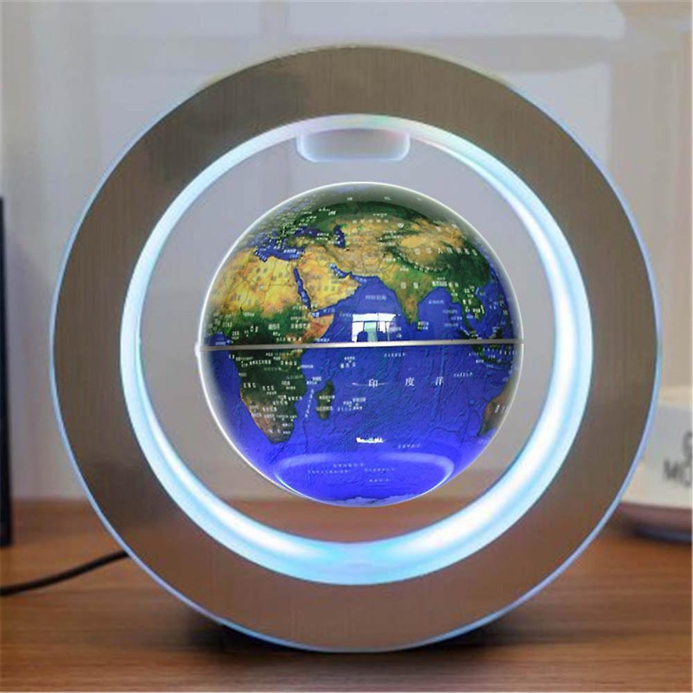 Slowmoose Round Led, World Map Floating Globe Magnetic Levitation Light, Anti Gravity UK-Blue