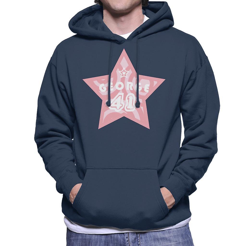 Curious George 41 Star Men's Hooded Sweatshirt Navy Blue X-Large