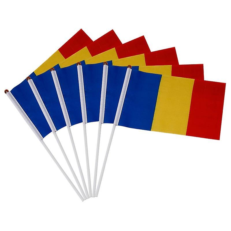 Scitoo 100pcs  Romania  Hand Flag National  Romania   Hand Flag 14*21cm Polyester   Banner Custom Hand Flag