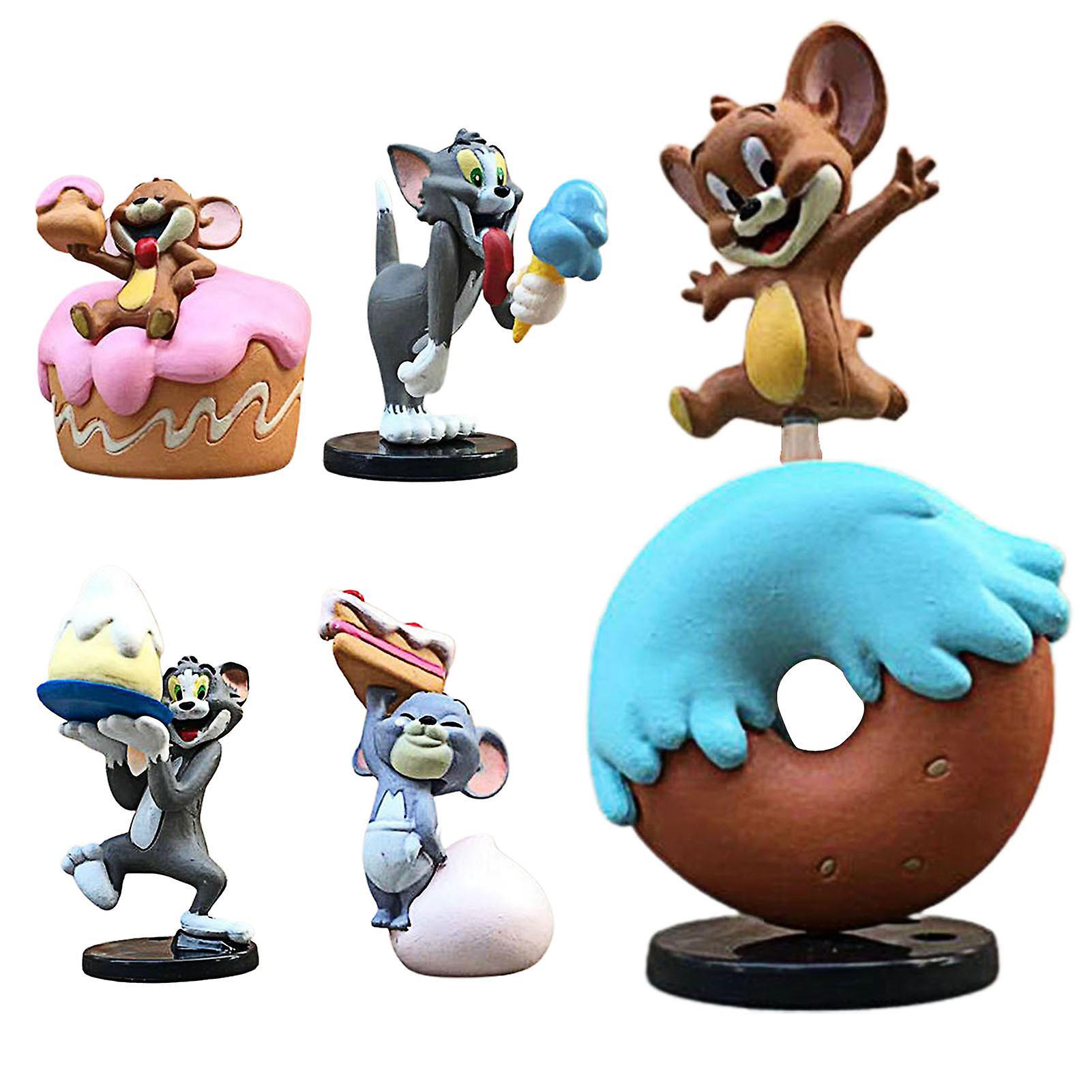 Remorui 5Pcs Model Toy Tom Cats Jerry Mouse Design Simulation Collectible Decorative  Anime Display Mold for Desktop