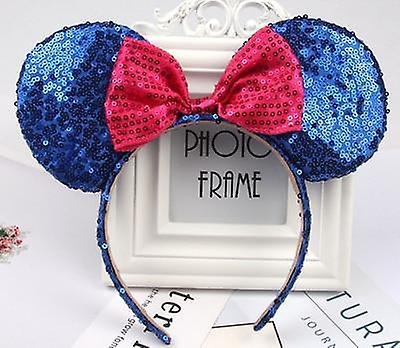 Slowmoose 3d, Full Sequined, Minnie Mouse Ears-bow Headband Red/Blue