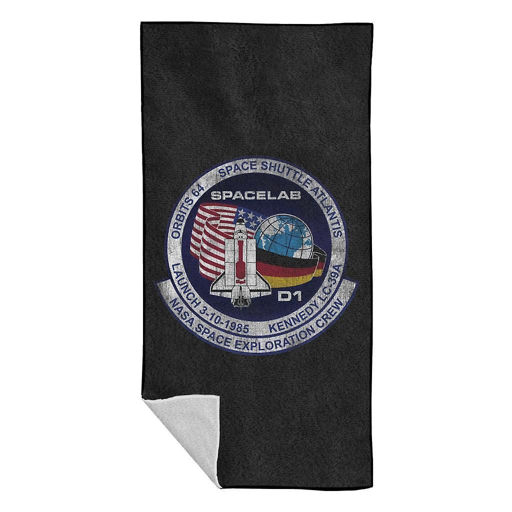 NASA STS 61 A Challenger Mission Badge Distressed Beach Towel Black 70 x 140cm