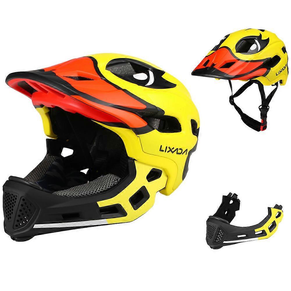 Lixada Kids Detachable Full Face Helmet Children Sports Safety Helmet for Cycling Skateboarding Roller Skating Yellow