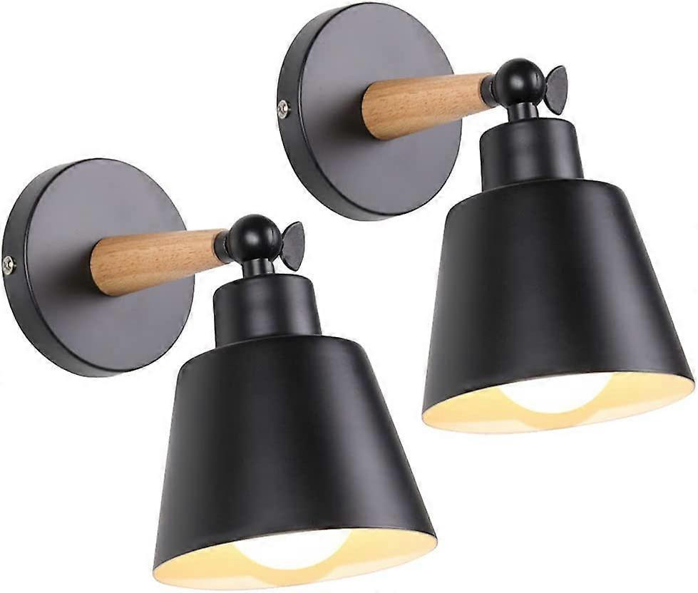 Augro 2 Packs Industrial Vintage Wall Sconces Ceiling Light Fixtures E27 Metal Adjustable Indoor(Black)