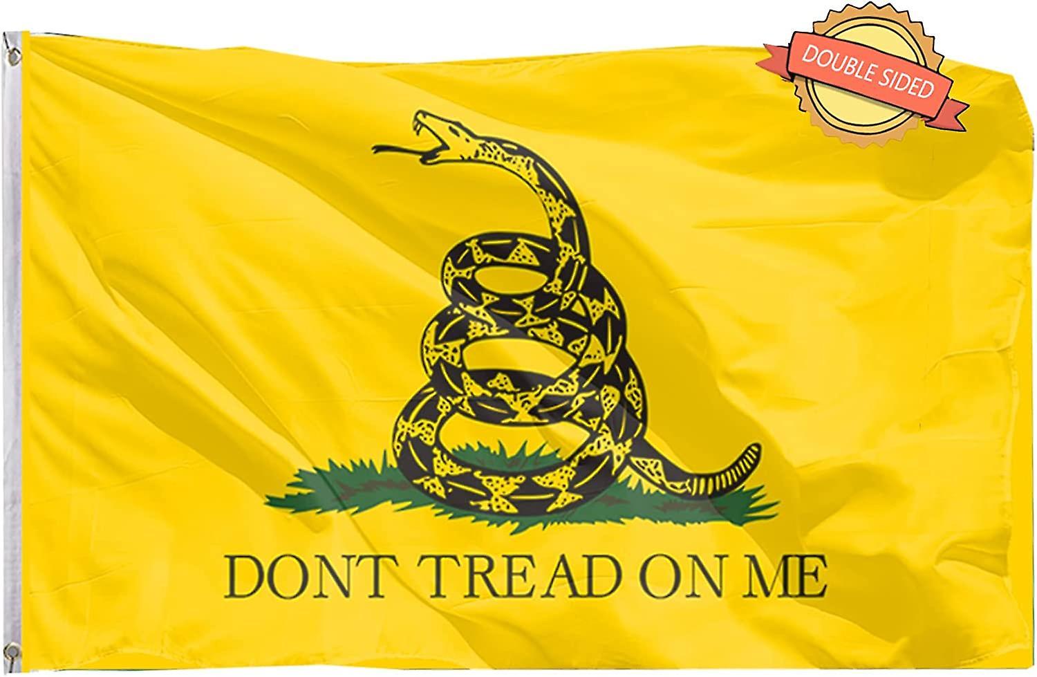 Ubiuo Don't Tread On Me Flag Made In Usa Gadsden - Patriotic Flags 3x5 Outdoor Banner With 2 Brass Grommets (double Sided)