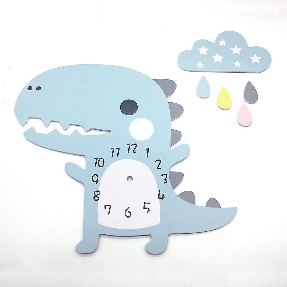 Yxuo Kids Wall Clock Dinosaur With Clouds Clock Without Ticking Noise Silent Clock Boy Wall Clock Multi-color Option Blue