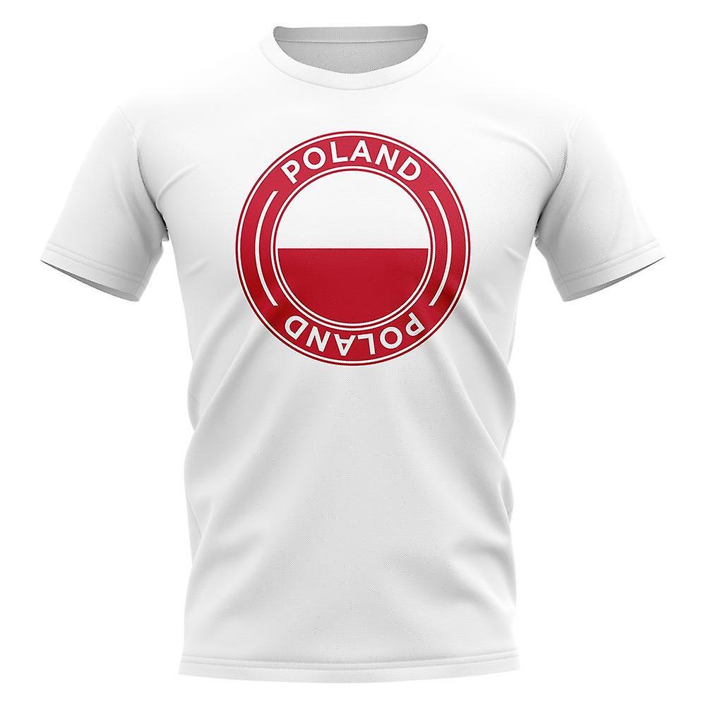 UKSoccerShop Poland Football Badge T-Shirt (White) XXLW