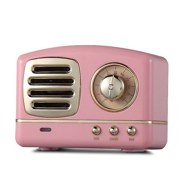 Slowmoose Portable Bluetooth Speaker, Retro Mini Wireless Radio Pink