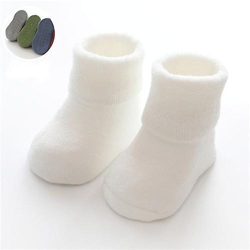 Slowmoose Anti Slip, Winter Warm Thick Socks For Newborn White