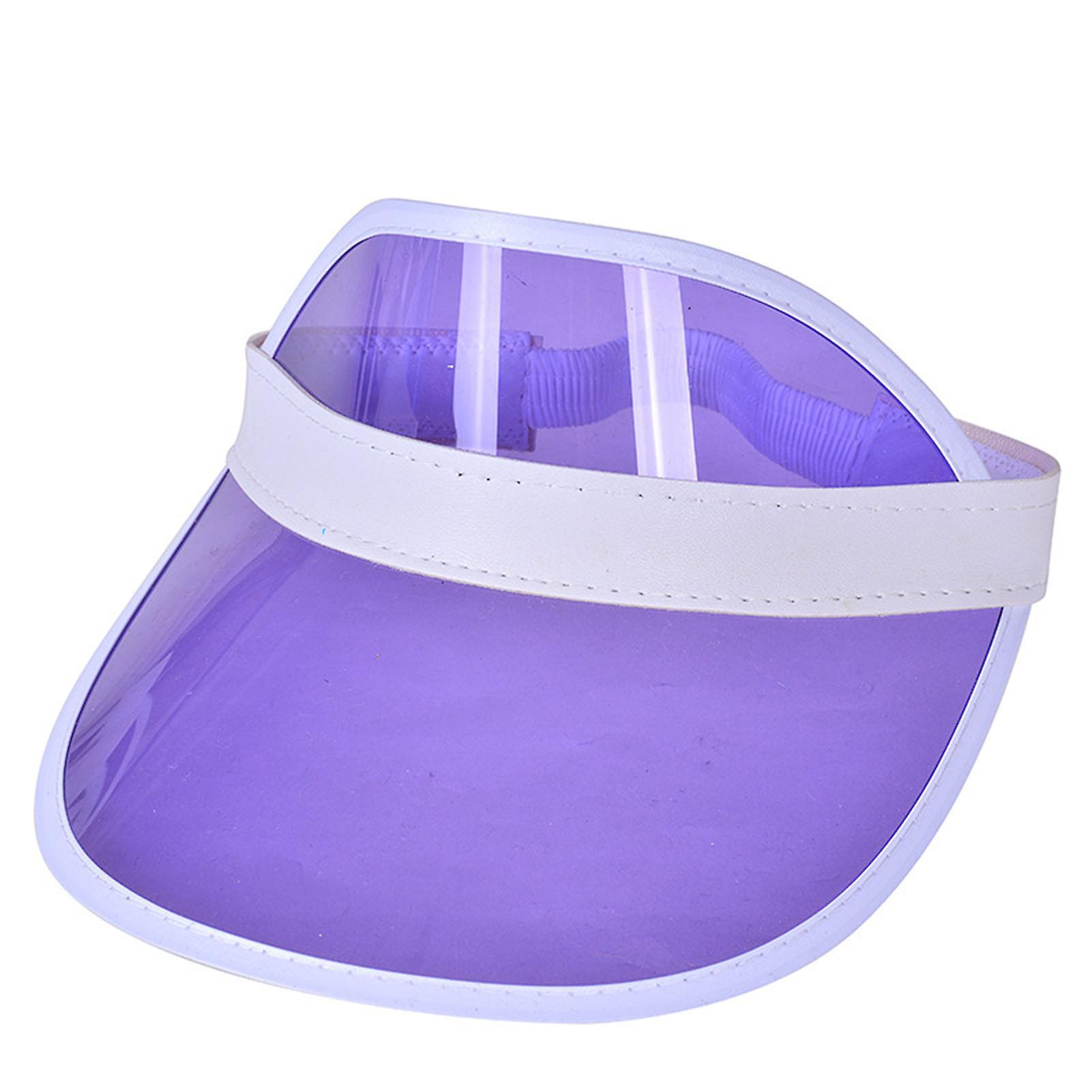 Tuelaly Transparent  Visor Hats UV-proof Sweat Absorb Outdoor Supplies Sun Protection Transparent Beach Visor Cap for Picnic Purple M