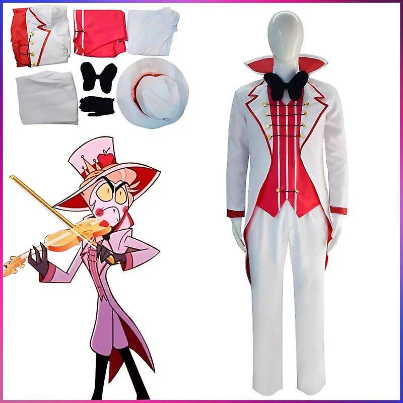 Tigernu 2024 new model Anime Lucifer Morningstar Cosplay Hazbin Hotel Cosplay Costumes Hazbin Lucifer White Suit Halloween Party Adult Men Costume L