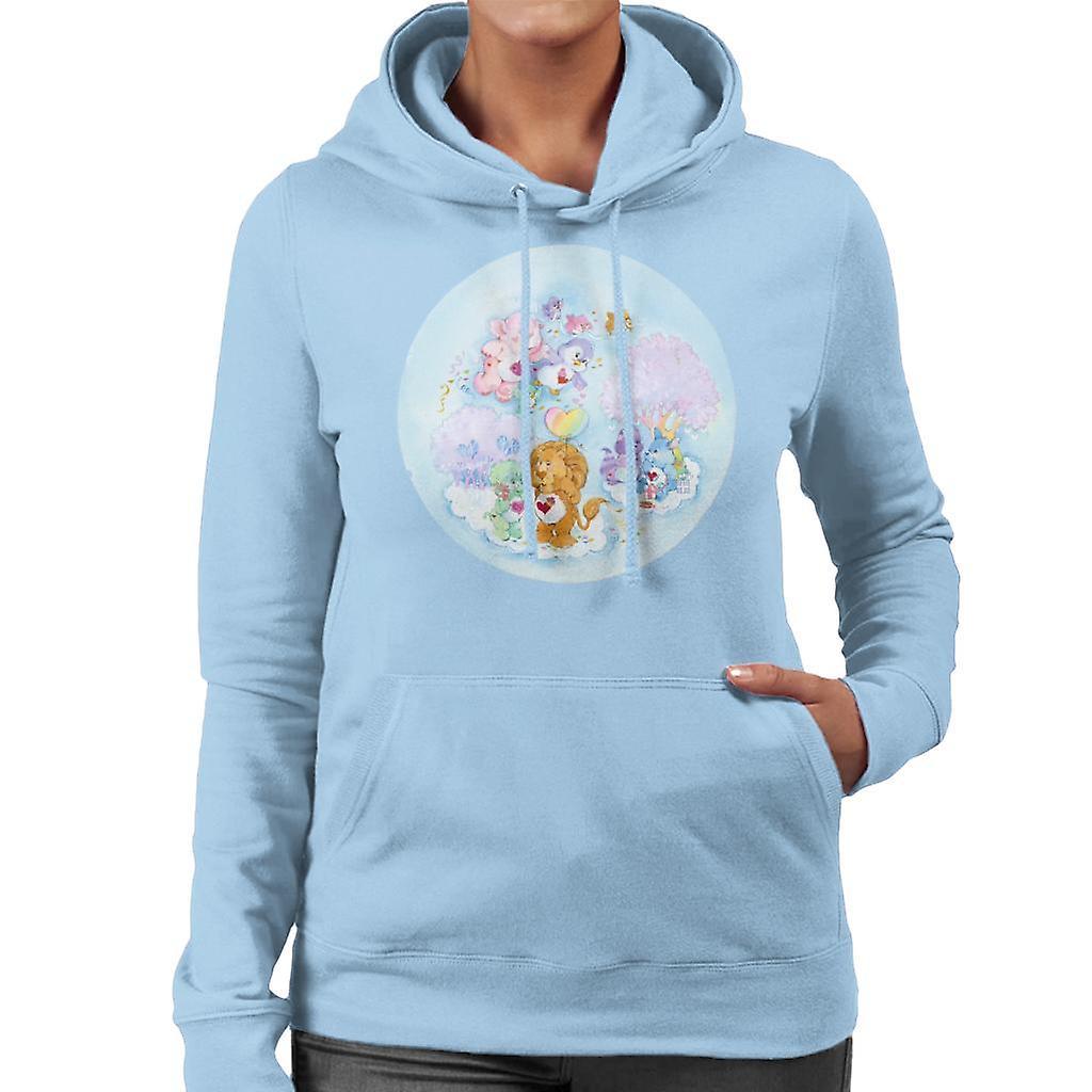 Care Bears Brave Heart Lion Pink Trees Women's Hooded Sweatshirt Sky Blue Large