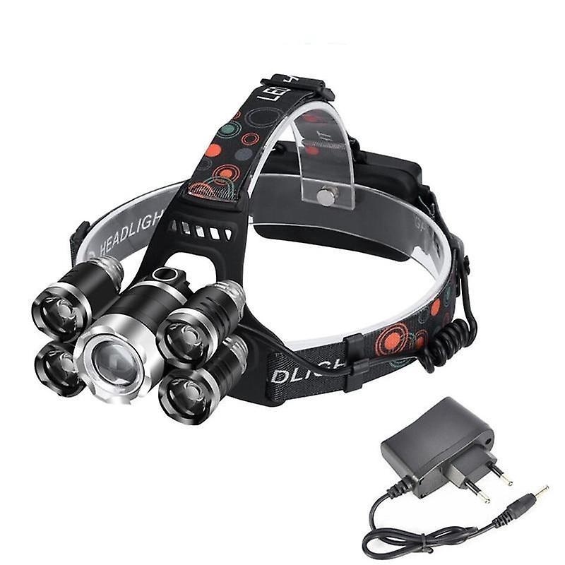 Slowmoose Powerful Headlight 5 Led T6 Headlamp Torch No Battery