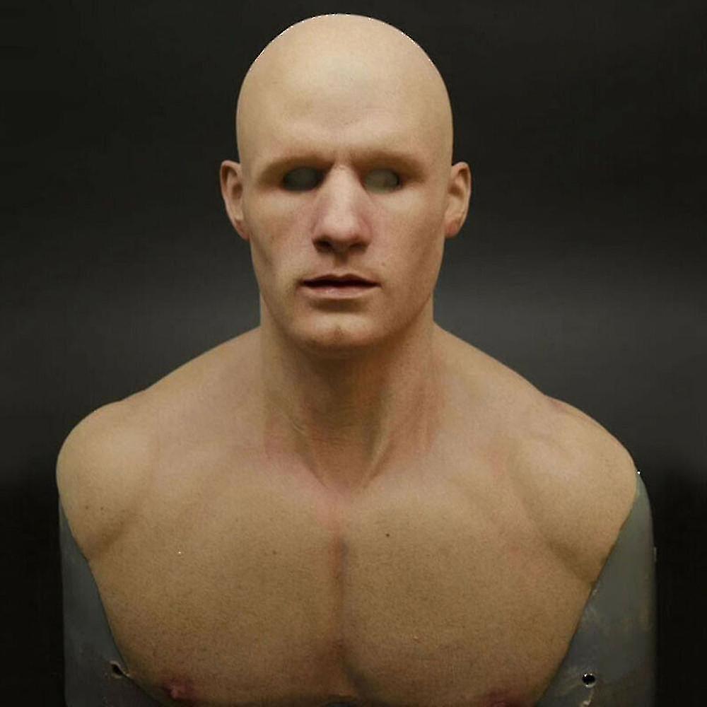 Sitabo Sjq Latex Man Face Cover Mask Male Disguise Cosplay Party Prop Bald