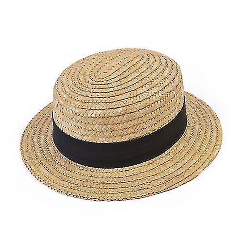 Bristol Novelty Unisex Adults Straw Boater Straw/Black One Size