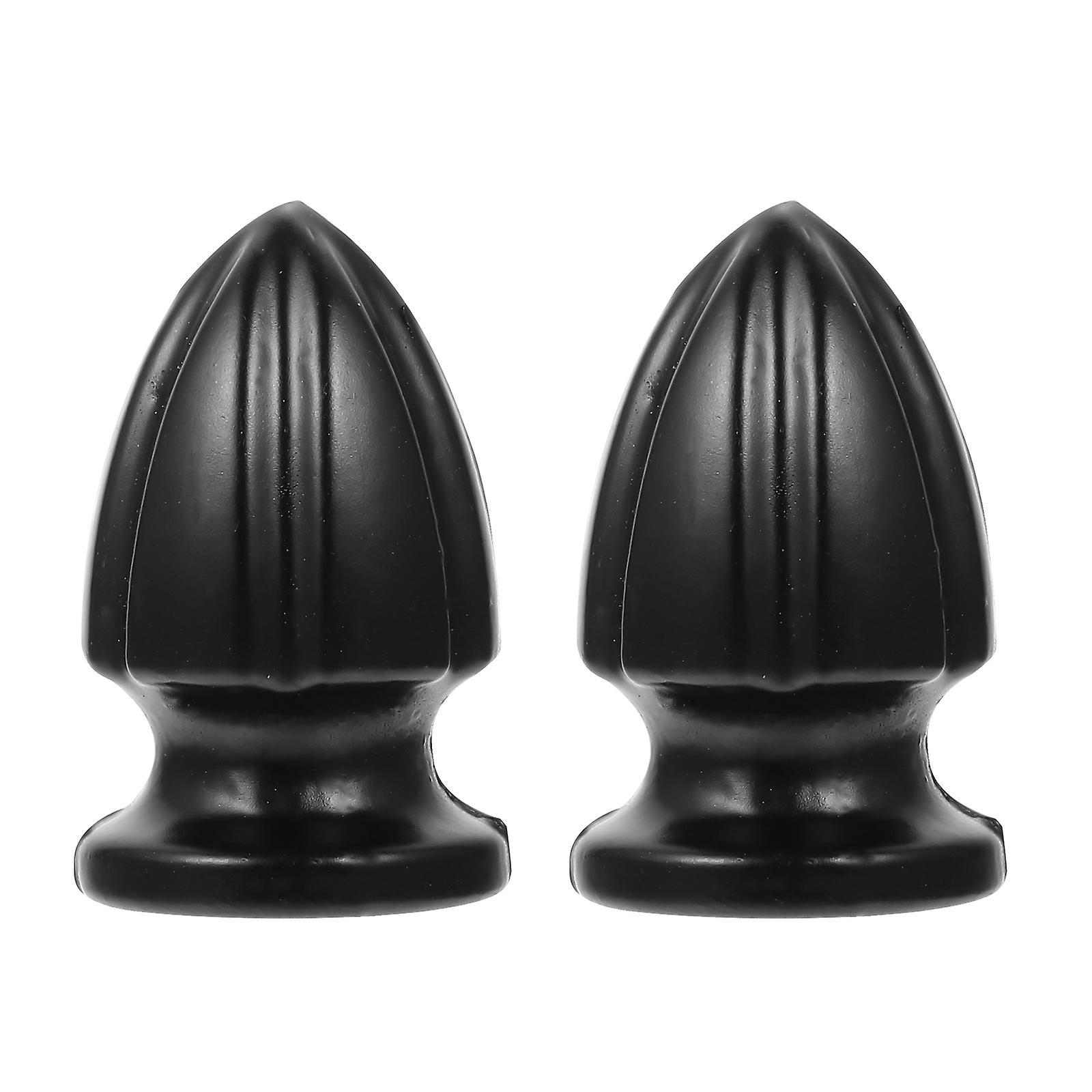 Tinksky 2 Pcs Black Decor Lampshade Knobs Lamp Finial Base Farmhouse Lamp Knob Finial Cap Lamps Vintage Lamp Finials 2X2X3.3CM