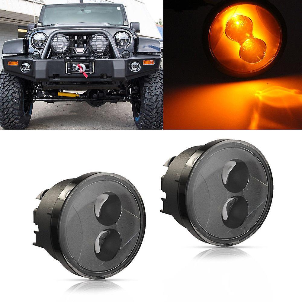 Car Light 2x Amber Front Led Turn Signal Light Assembly For 2007~2018 Jeep Wrangler Jk Turn Lamp Indicator Smoke Side Marker Parking Lamp Turn Sign...