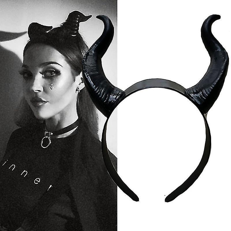 Unbrand Women Black Queen Witch Demon Horns Headpiece Cosplay Party Costume Headband 1pc