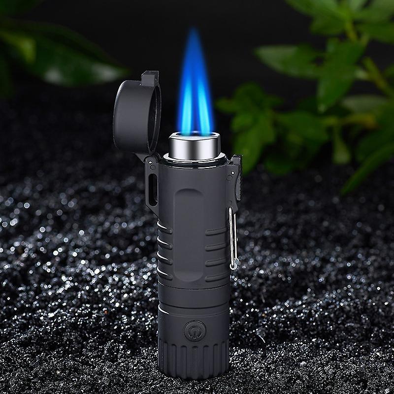 Dinoply Explosive Metal Jet Butane Turbo Multifunctional Waterproof And Windproof Outdoor Camping Lighting Cigarette Lighter Black