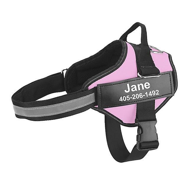 GreenZech Personalized dog harness reflective adjustable pet vest Pink M