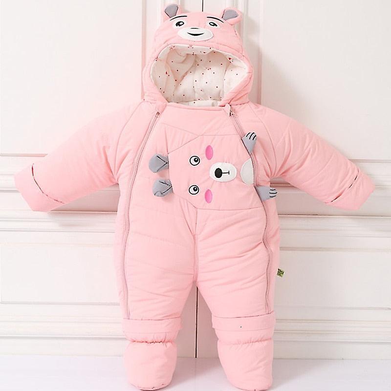 Slowmoose Cold Winter Warm Down Clothing - Newborn Coat Romper Snowsuit 3M / bear pink