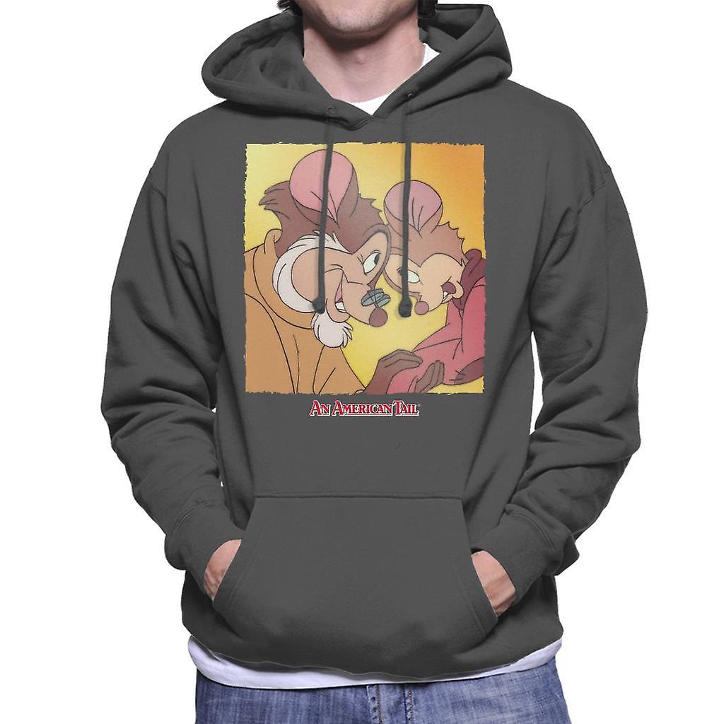 An American Tail Fieval And Papa Mousekewitz Men's Hooded Sweatshirt Charcoal Small