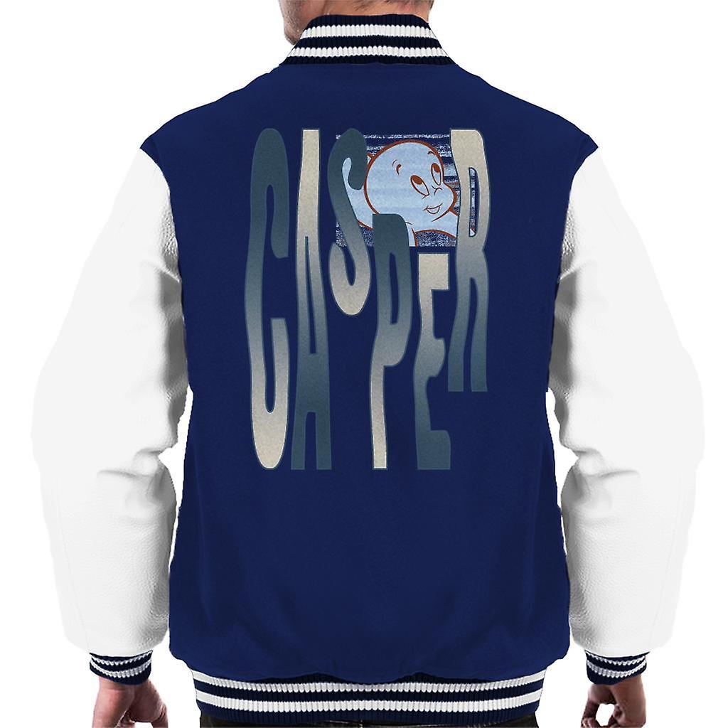 Casper The Friendly Ghost Spooky Waves Men's Varsity Jacket Navy/White Large