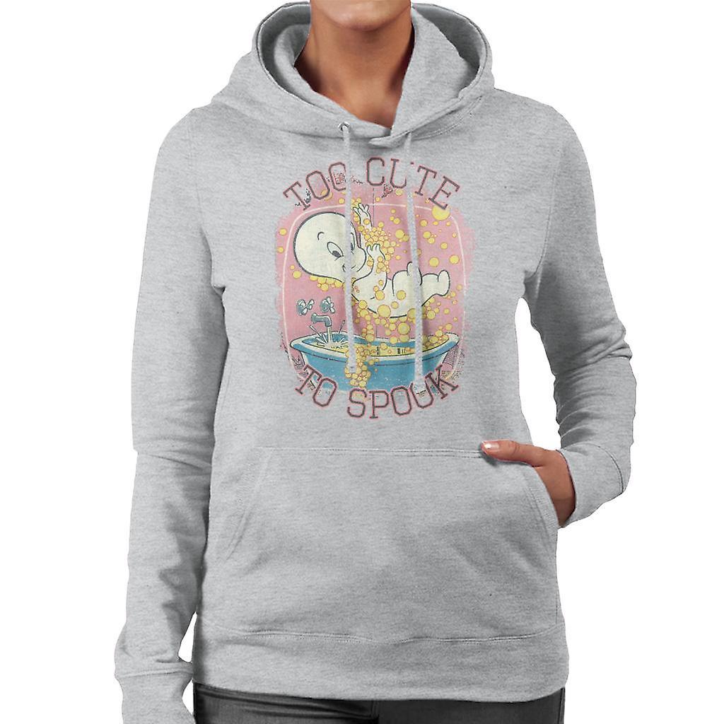 Casper The Friendly Ghost Too Cute To Spook Women's Hooded Sweatshirt Heather Grey Large