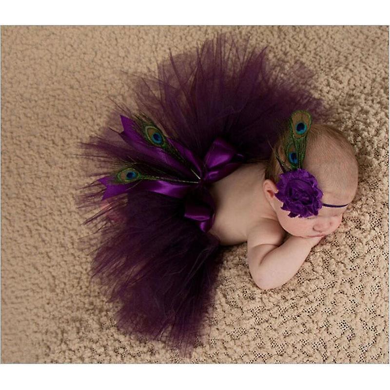 Slowmoose Baby Tutu Skirt And Flower Headband Photography Fluffy Black-A 3M