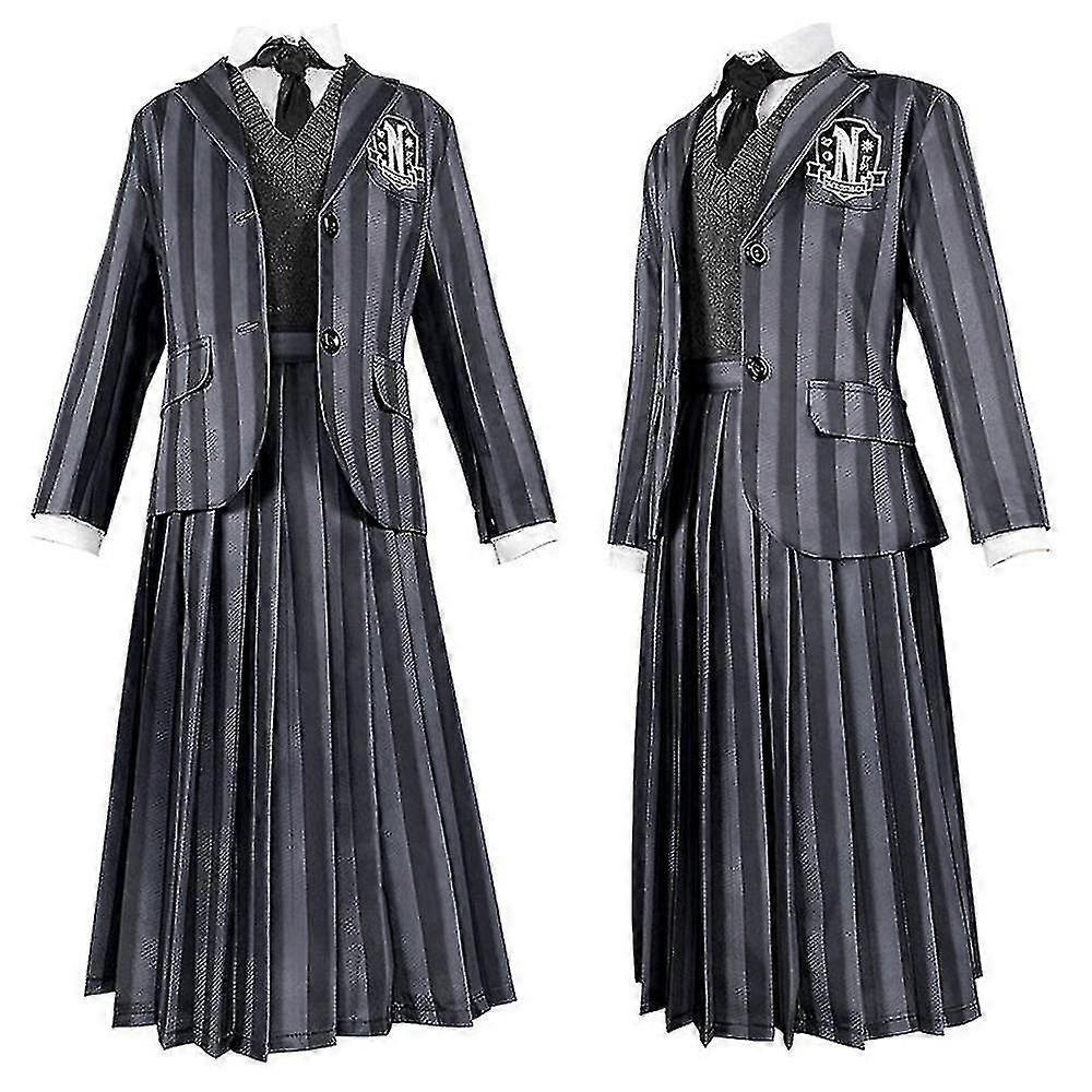 Tigernu halloween christmas Women Wednesday Addams Dress Cosplay Costume Nevermore School Uniform Dress Shirt Coat Tie Wigs Outfit Outfits(no Wig) ...