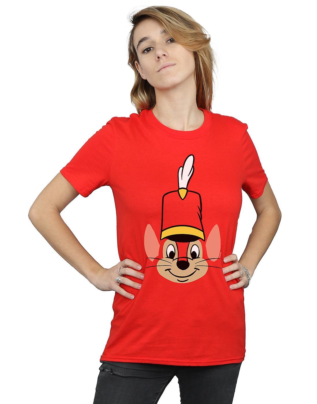 Absolute Cult Disney Women's Dumbo Timothy Q Mouse Boyfriend Fit T-Shirt Red XXXX-Large