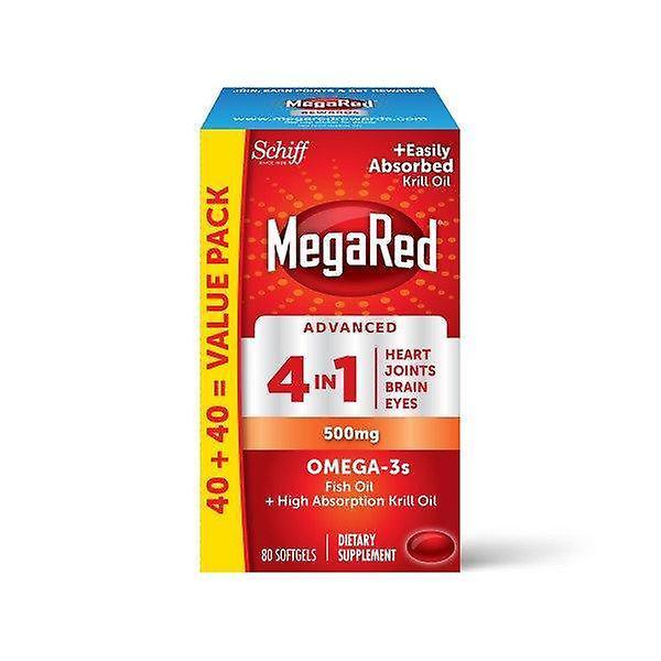 Megared Omega-3 Fish + Krill Oil Advanced 4 In 1 Softgels, 500 Mg, 80 Ct