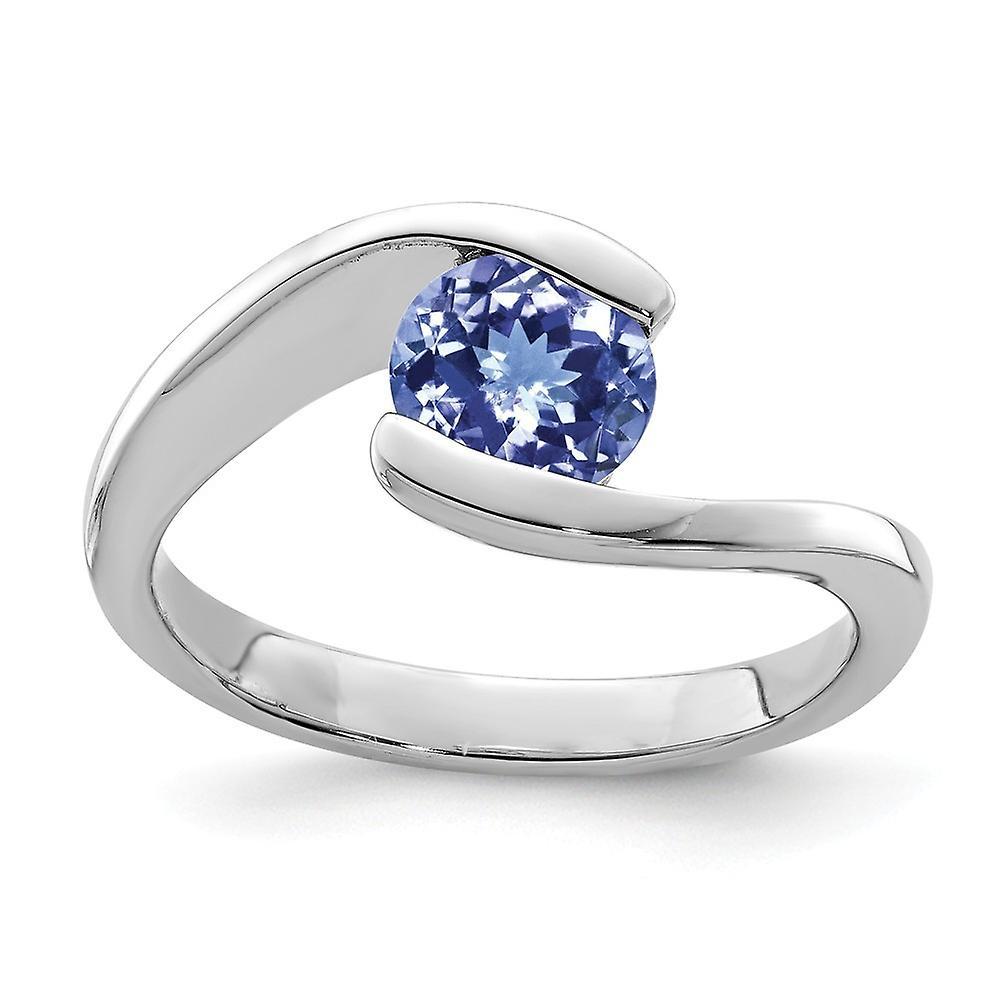 JewelryWeb 925 Sterling Silver Round Tanzanite Bypass Ring Jewelry for Women - Ring Size: 6 to 8