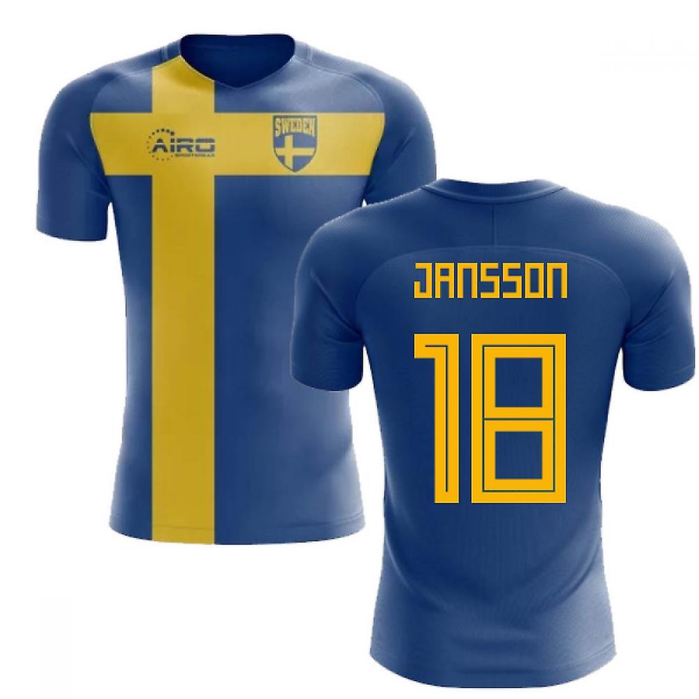 Airo Sportswear 2023-2024 Sweden Flag Concept Football Shirt (Jansson 18) Blue Medium 38-40 inch Chest (96-104cm)