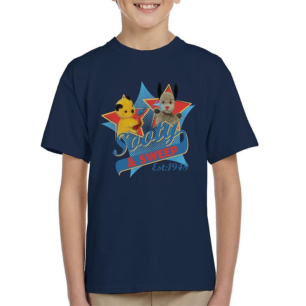 Sooty & Sweep Retro Water Sprayer Kid's T-Shirt Navy Blue Large (9-11 yrs)