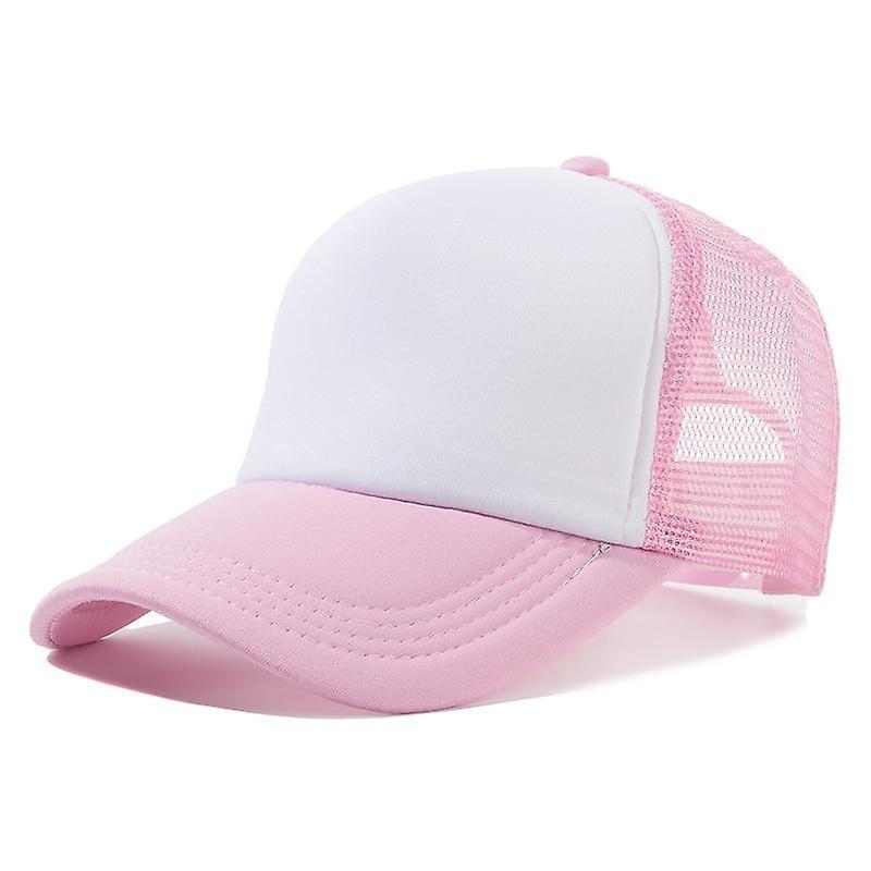 Slowmoose Men & Women Plain Mesh Baseball Cap, Adjustable Snapback Hats Pink White