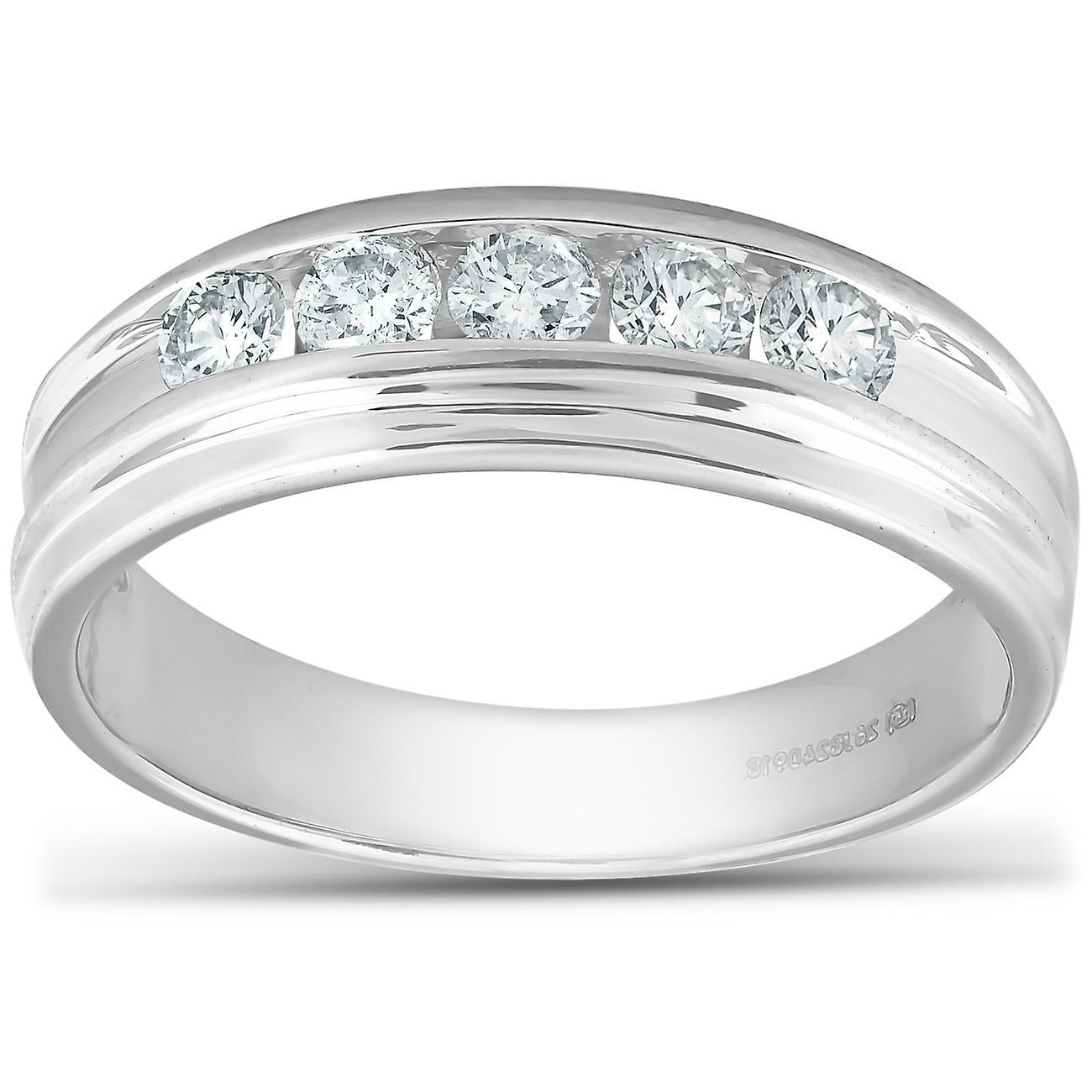 Pompeii3 1/2 Ct Diamond Mens Wedding Ring 10k White Gold 12