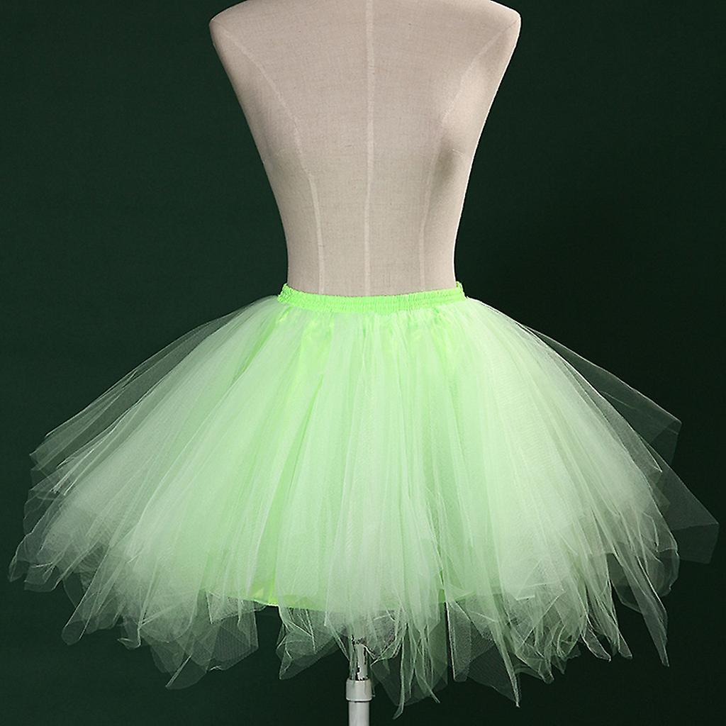 Hongy Women Mesh Tulle Skirt Princess Elastic Skirt Adult Short Tutu Dancing Skirt Mint Green XL