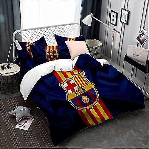 Kerota FC Barcelona Football Team Duvet Cover Polyester Children's Bedding Quilt Cover and Pillowcase 90 Thread Count Cotton ) Single135x200cm