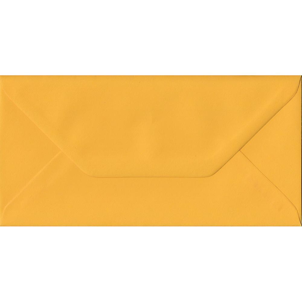 ColorSono Golden Yellow Gummed DL Coloured Yellow Envelopes. 100gsm FSC Sustainable Paper. 110mm x 220mm. Banker Style Envelope. 100