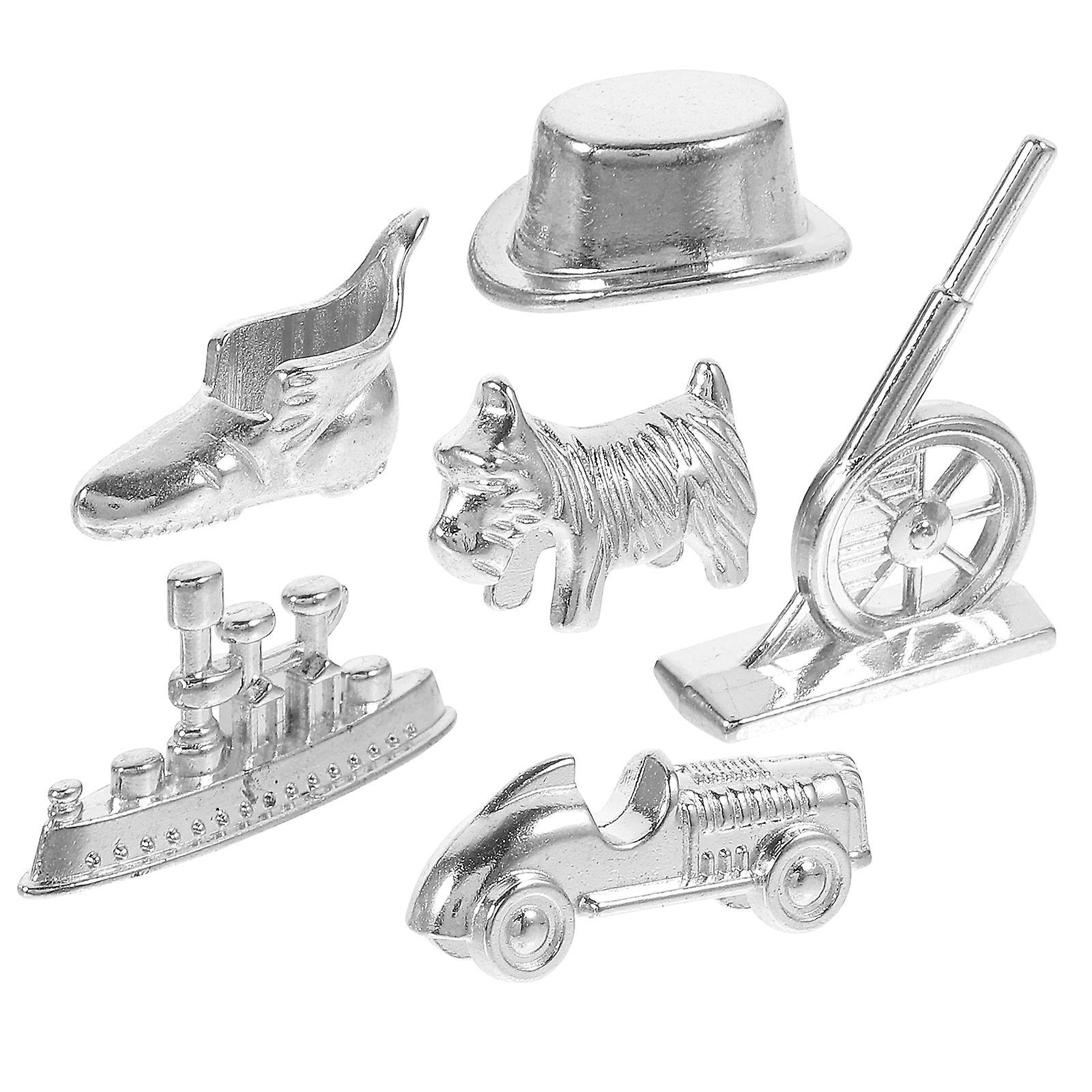 Tinksky 1 Set Game Pieces Set Replacement Metal Game Pieces Game Replacement Kit Silver 1.80X1.50X0.80CM