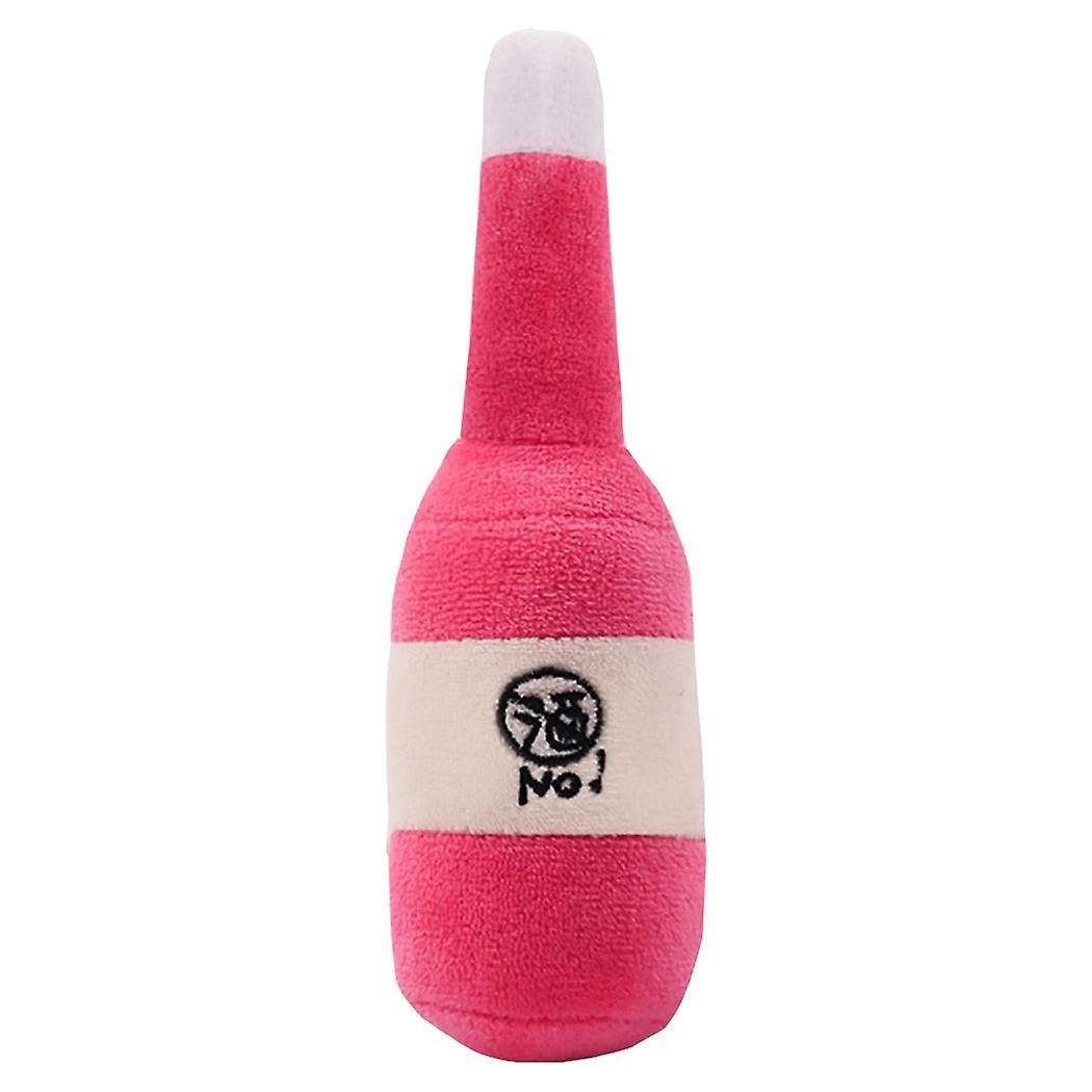 Slowmoose Plush Squeaky Bone Dog - Bite Resistant Clean Chew Puppy Training M / wine bottle