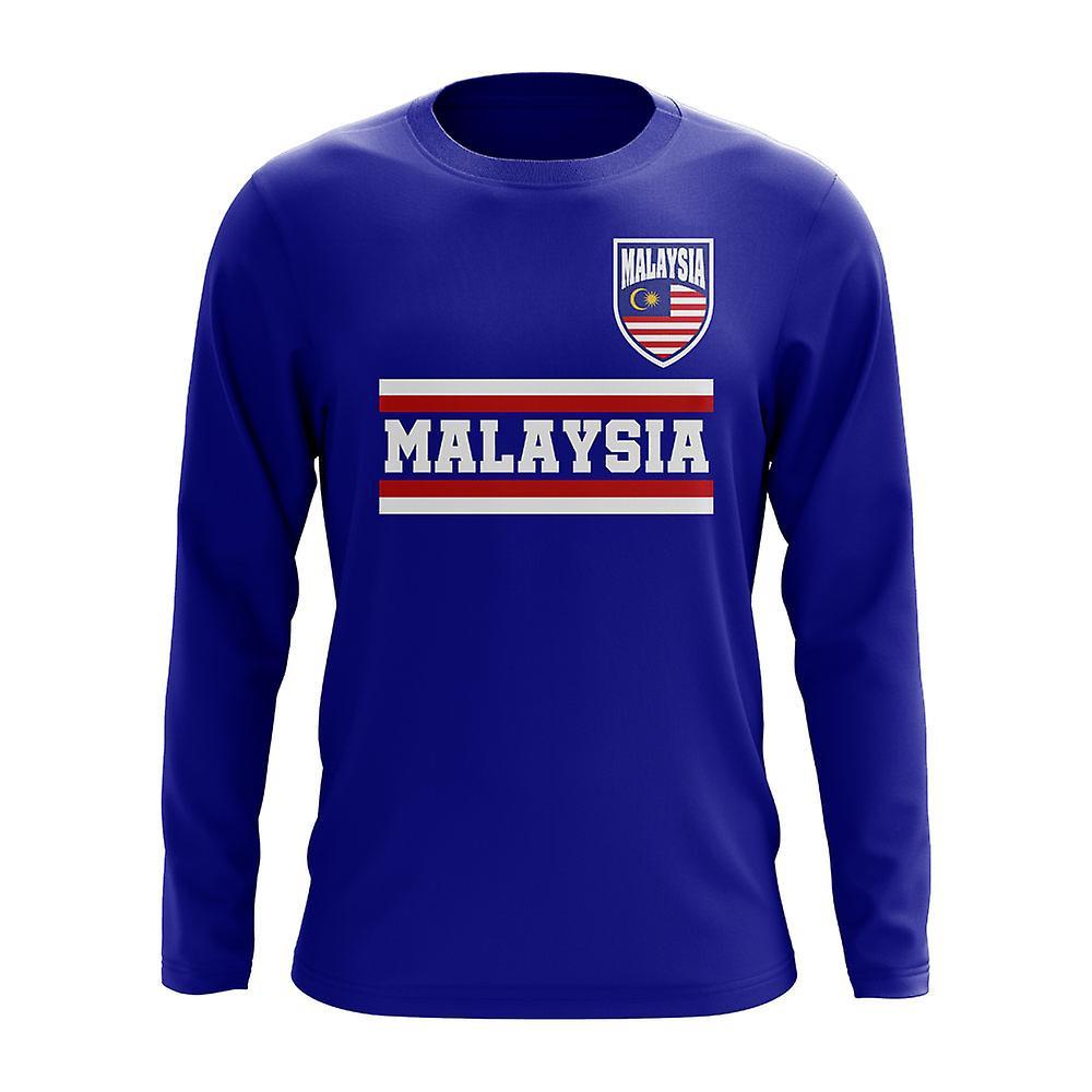 UKSoccerShop Malaysia Core Football Country Long Sleeve T-Shirt (Royal) Dark Blue Womens S (Size 10 - 32 inch Chest)