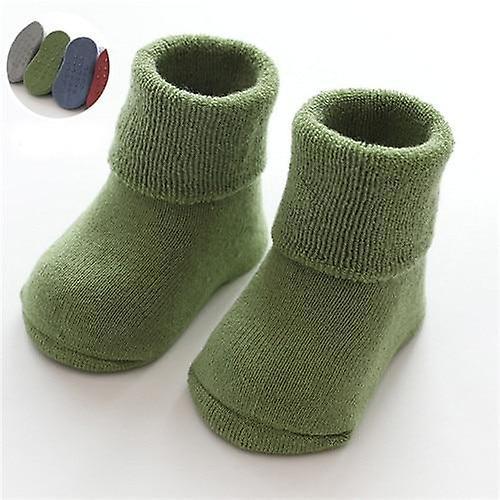 Slowmoose Anti Slip, Winter Warm Thick Socks For Newborn Green 6M