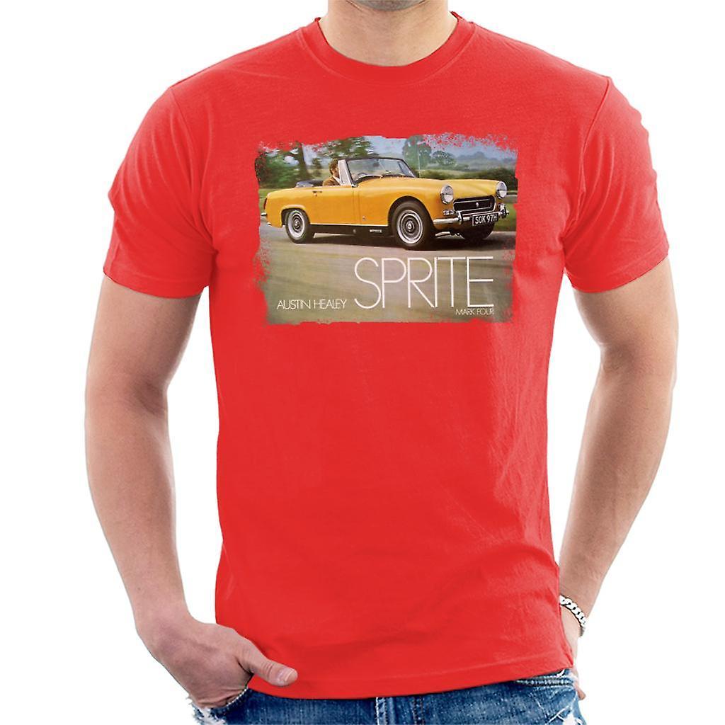 Austin Healey Sprite Mark IV Yellow British Motor Heritage Men's T-Shirt Red XX-Large