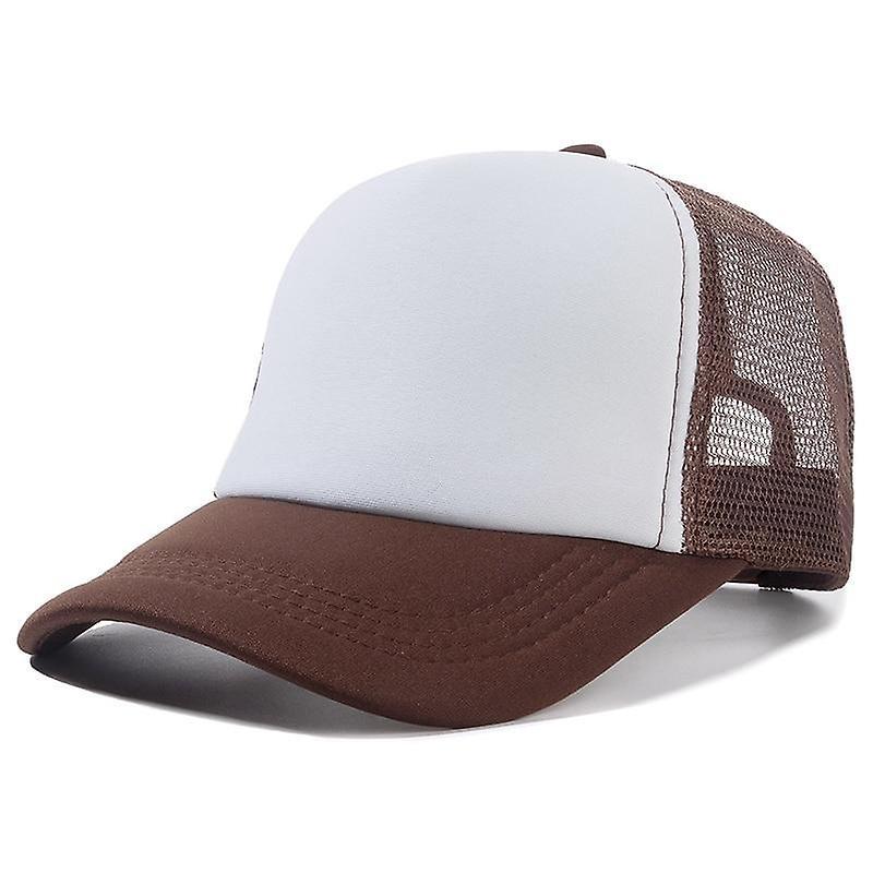 Slowmoose Men & Women Plain Mesh Baseball Cap, Adjustable Snapback Hats Coffee White