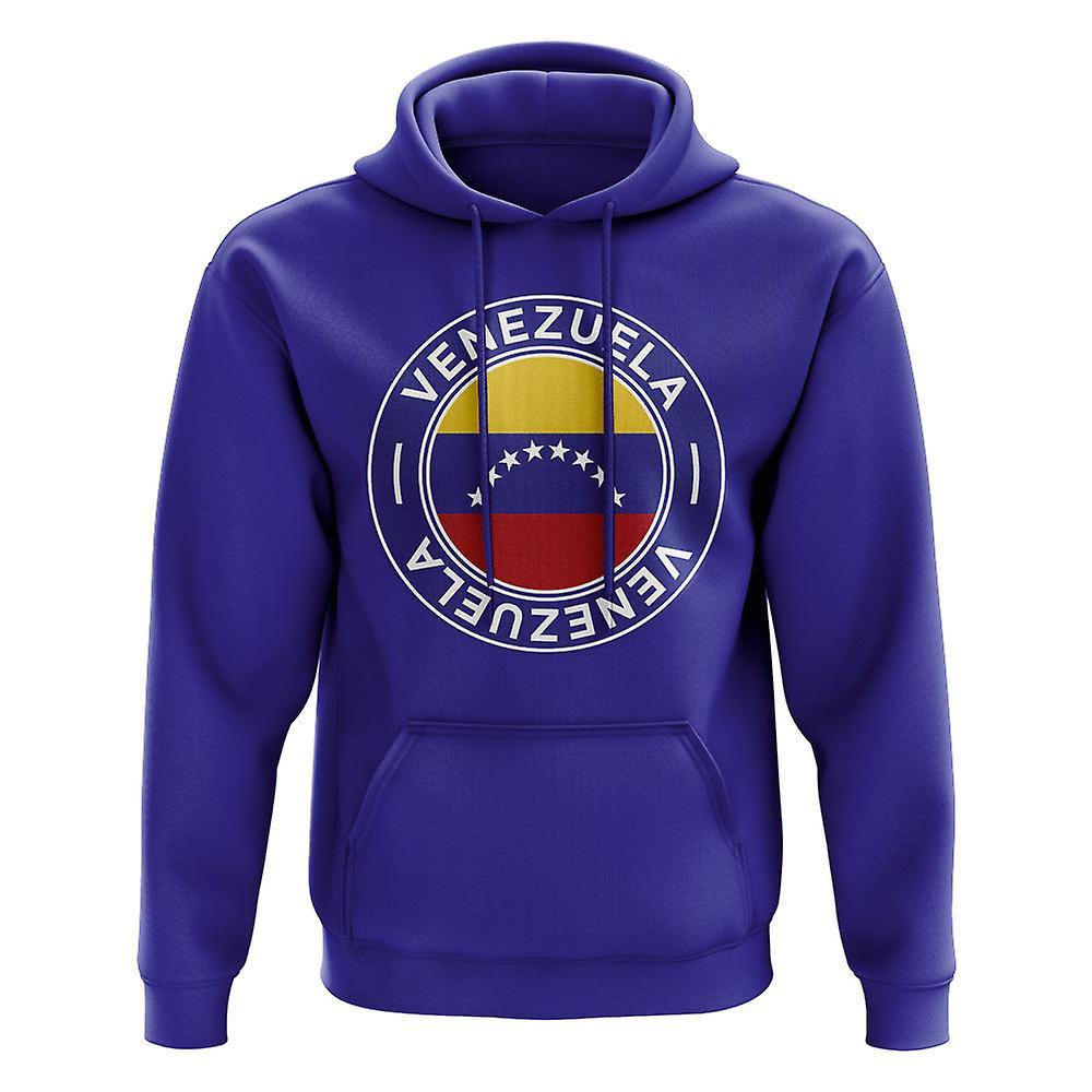 UKSoccerShop Venezuela Football Badge Hoodie (Royal) Blue XLB (12-13 Years)